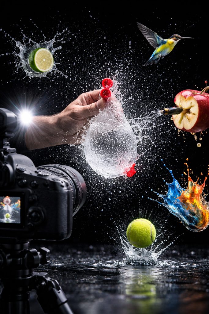 a collage of high speed photography images