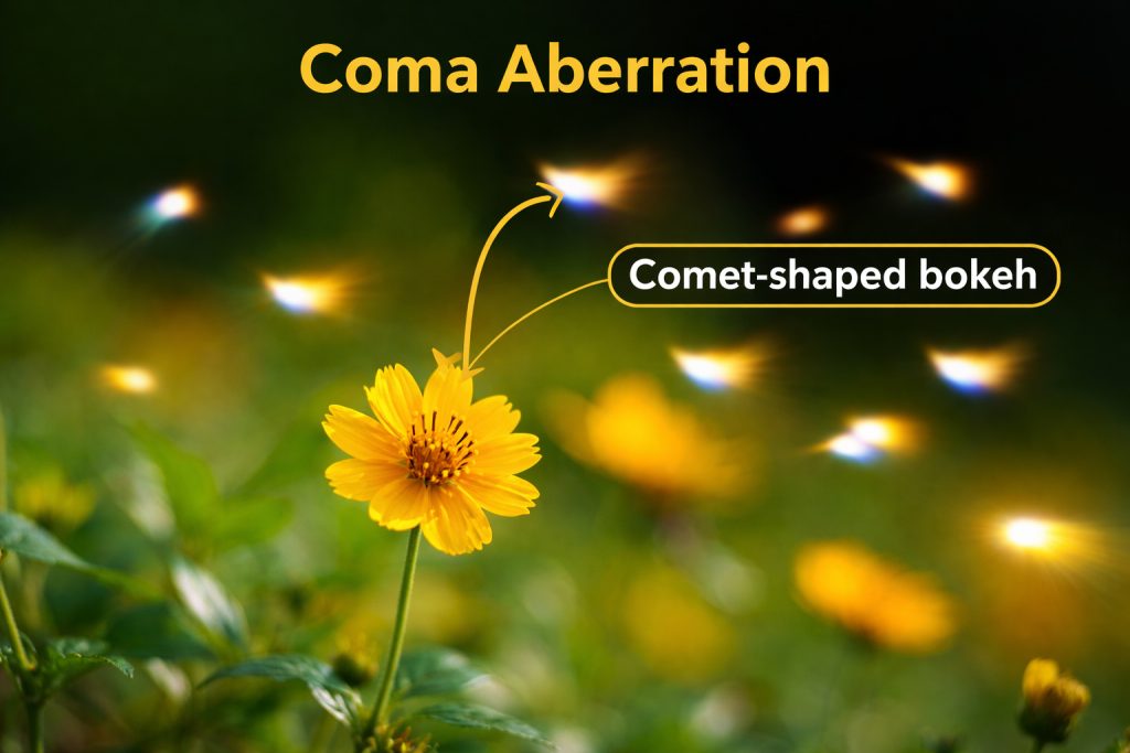 comatic or coma aberration under the types of lens aberration