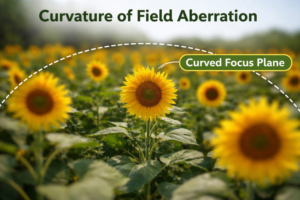 curvature of field aberration under types of lens aberration