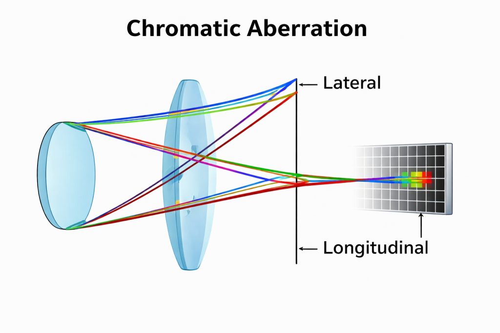 diagram of longitudinal and lateral lens aberration