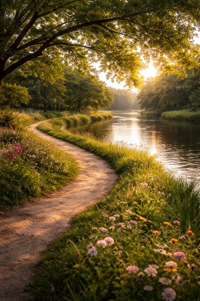 curve line showing s curve of a path in the forest