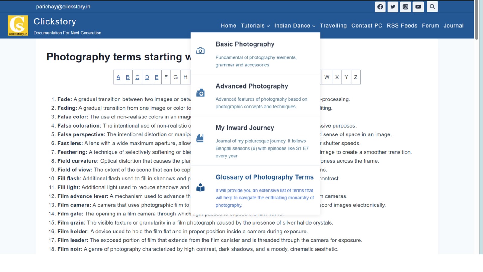 photography terms starting with f