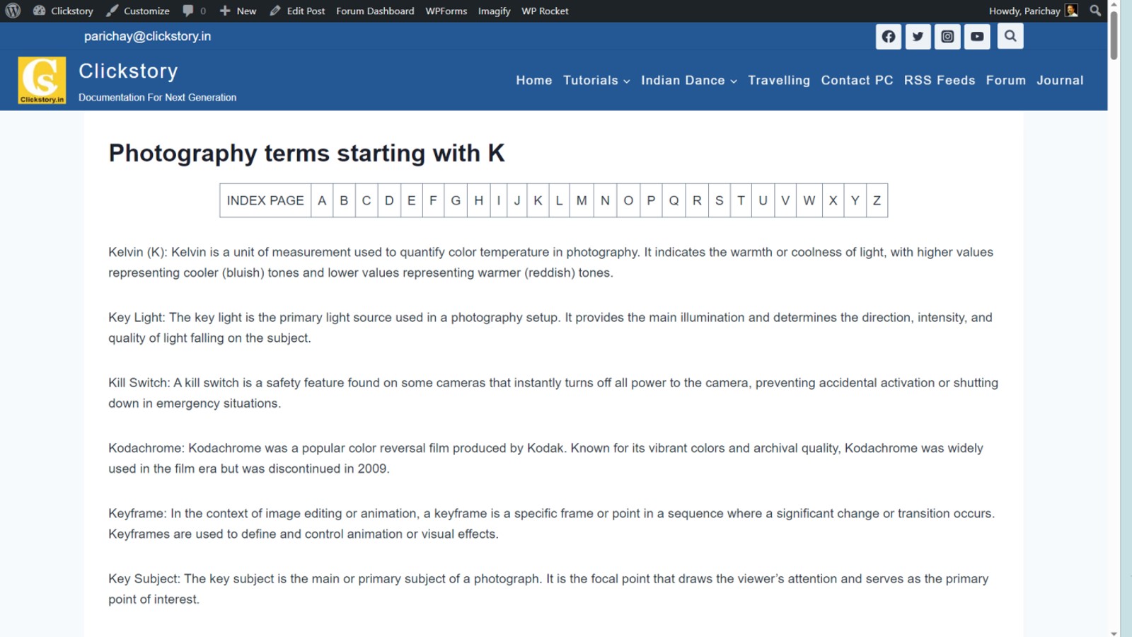 photography terms starting with k