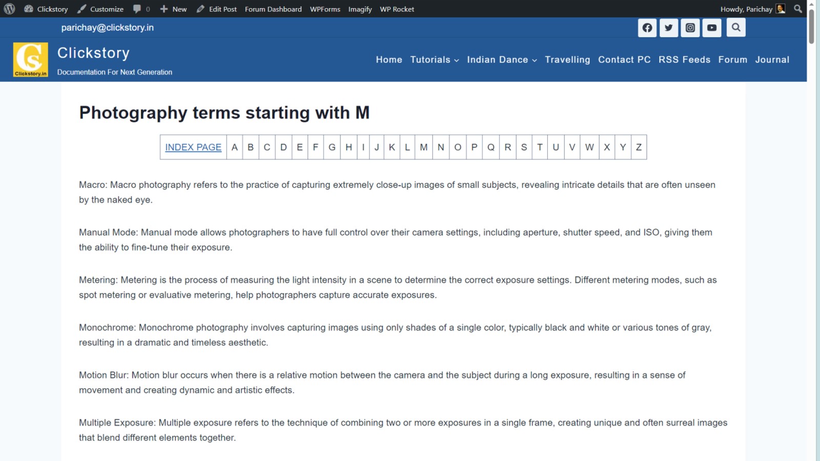 photography terms starting with m