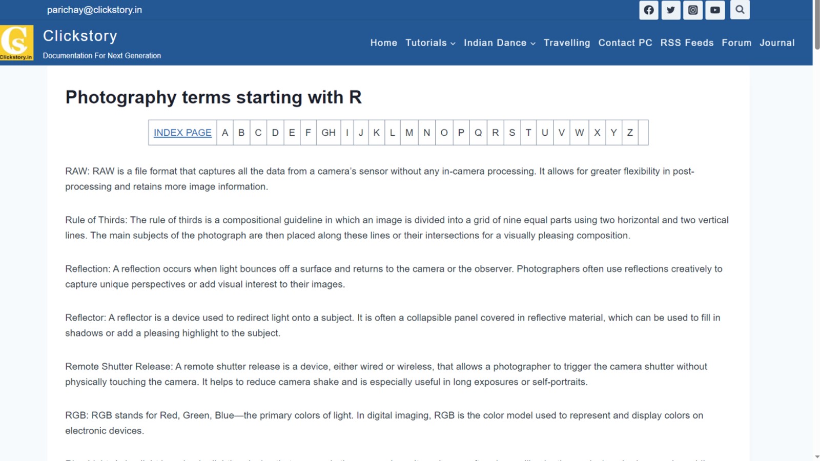 photography terms starting with r