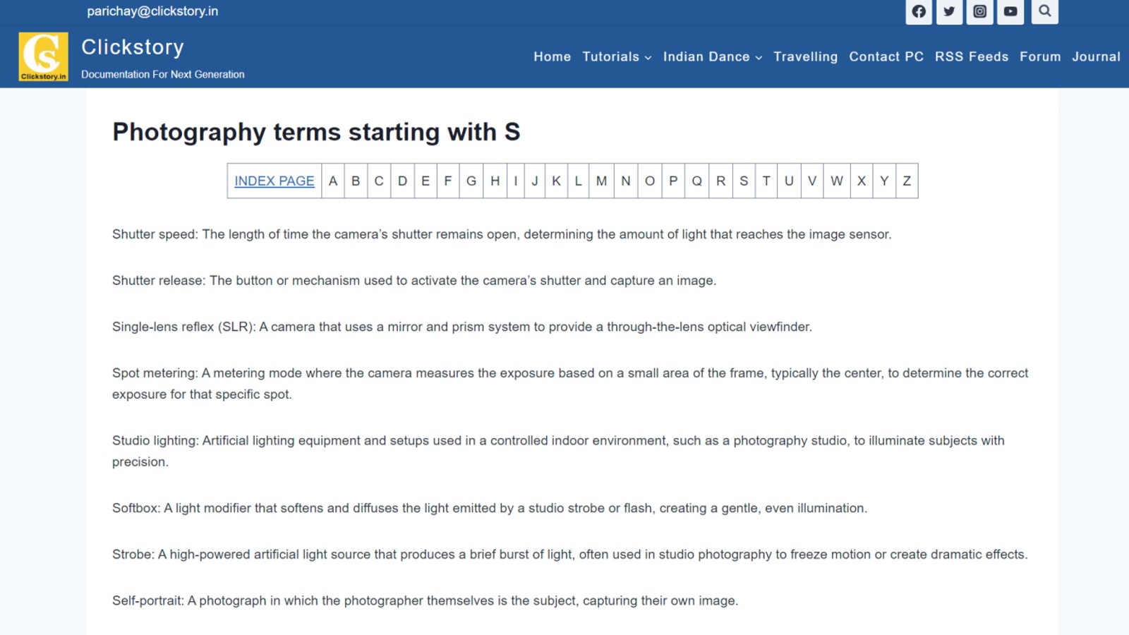 photography terms starting with s