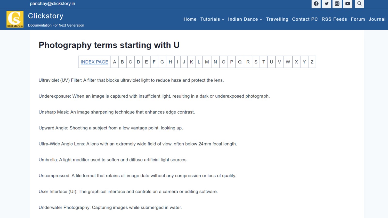 photography terms starting with u