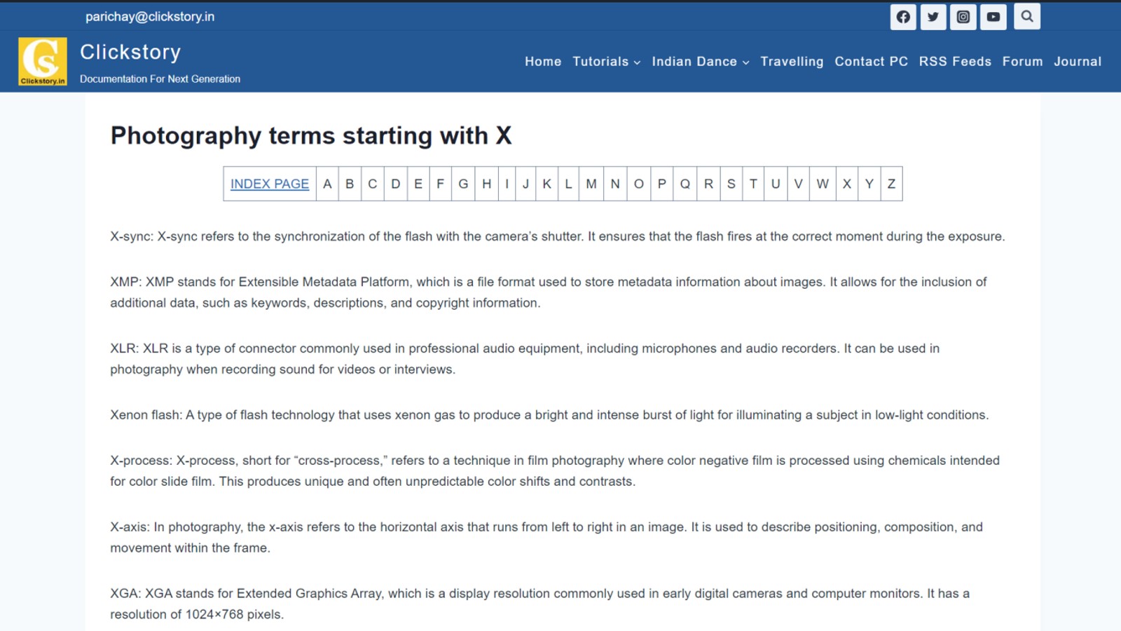 photography terms starting with x