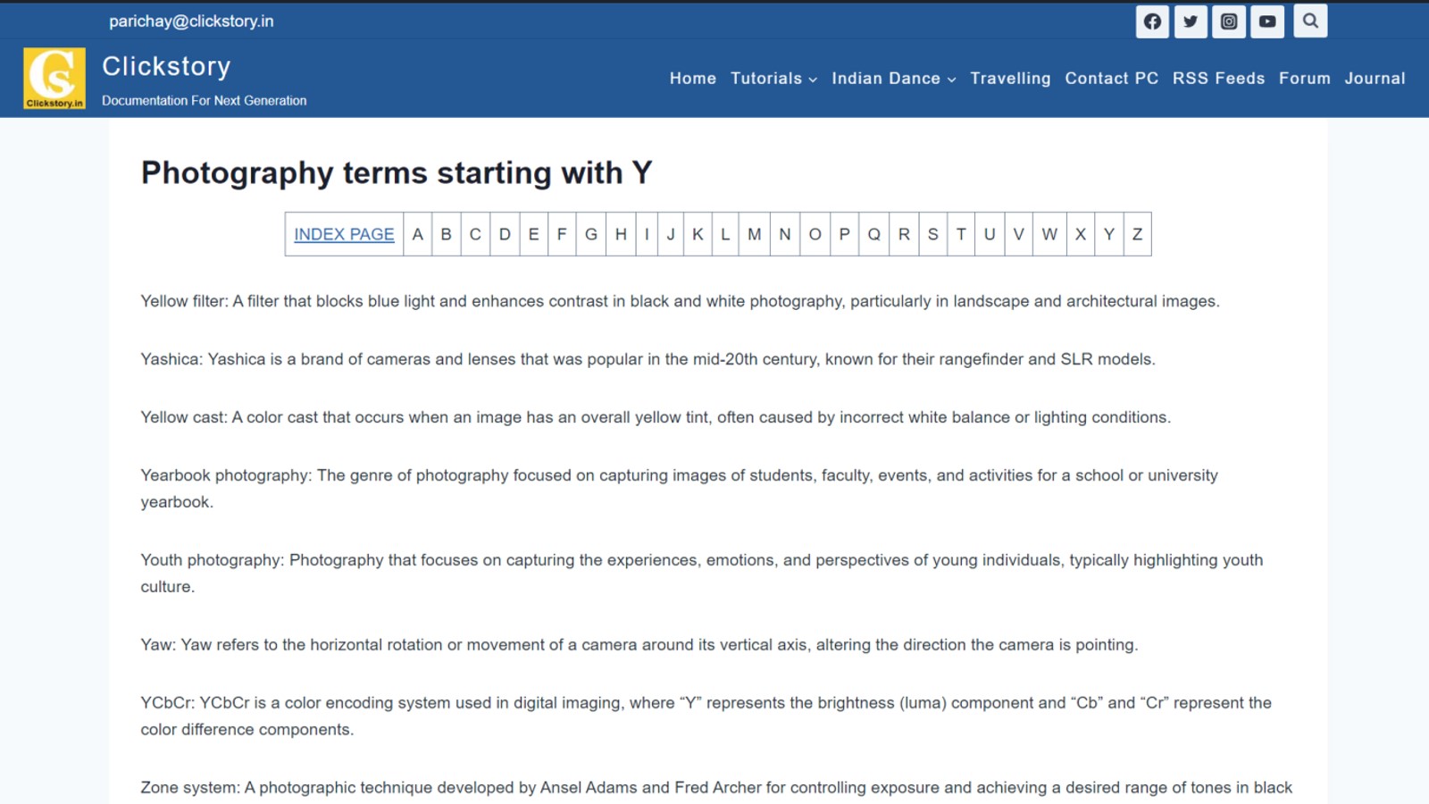 photography terms starting with y