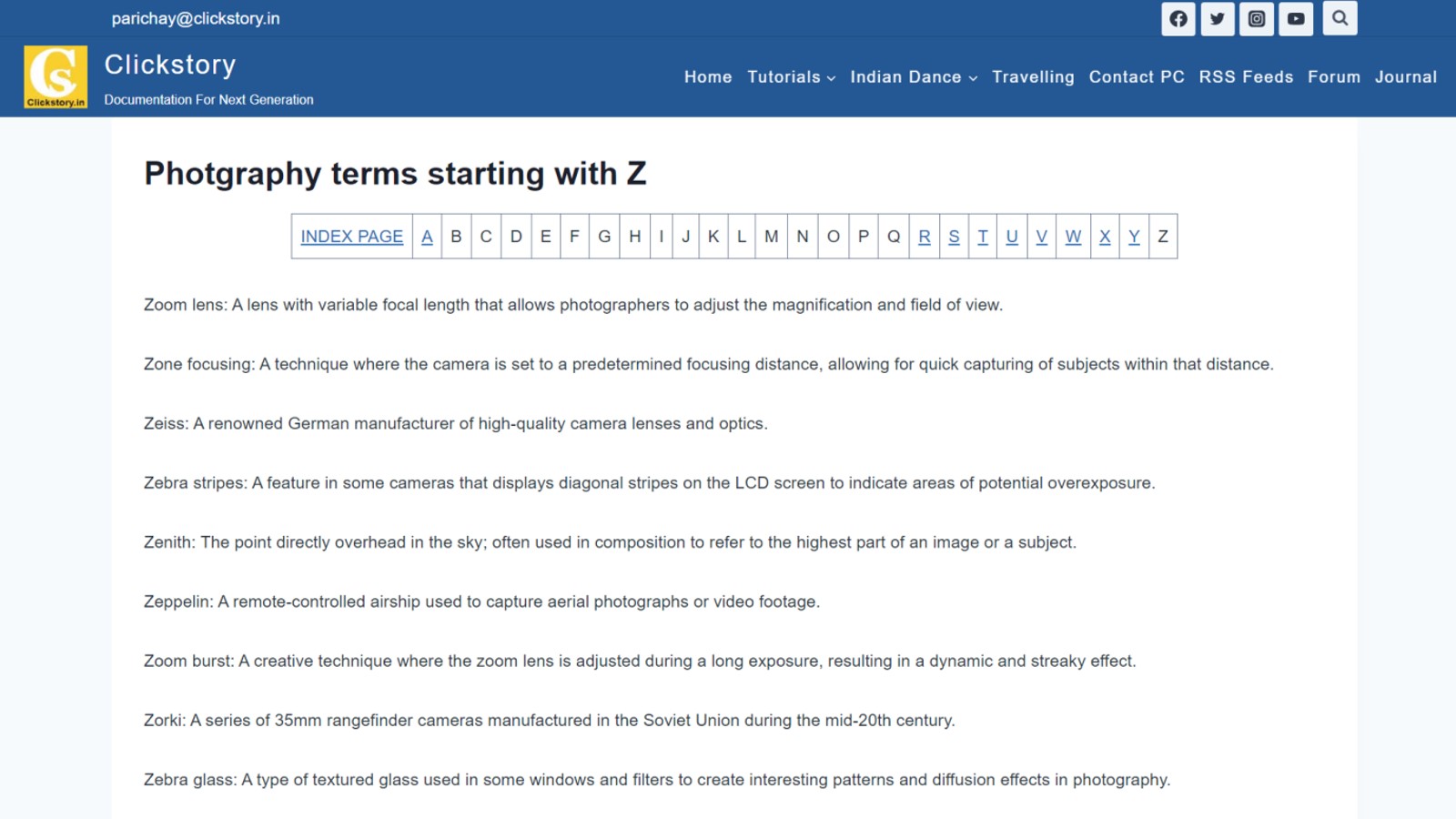 photography terms starting with z