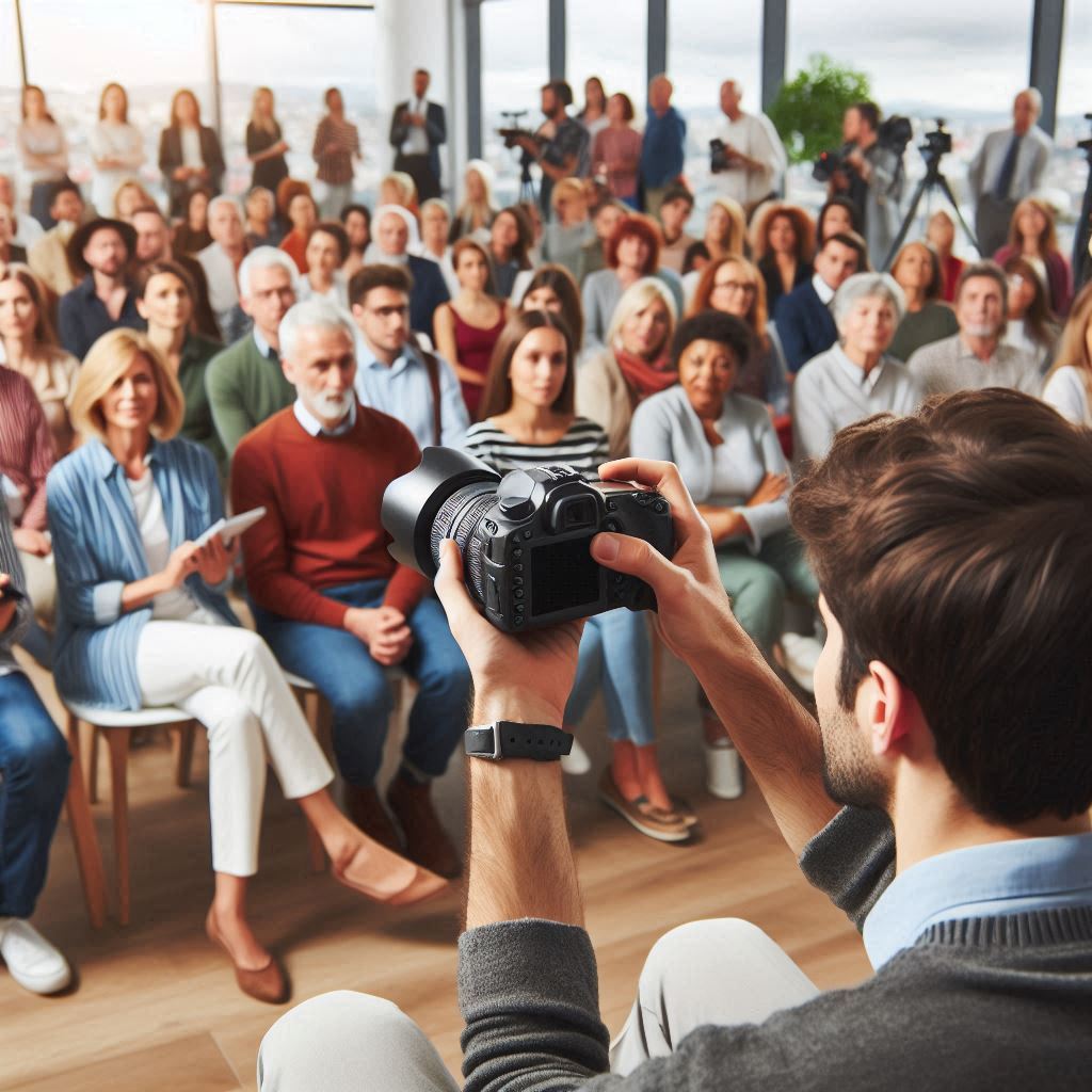 photojournalist in a public forum