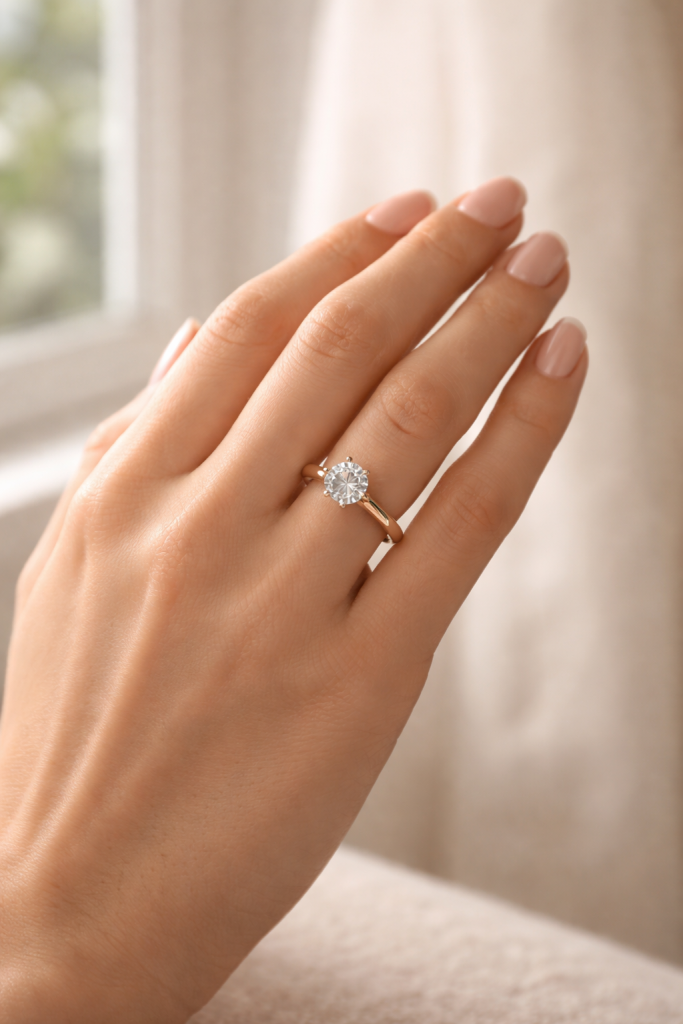 jewelry photography image of a ring in finger