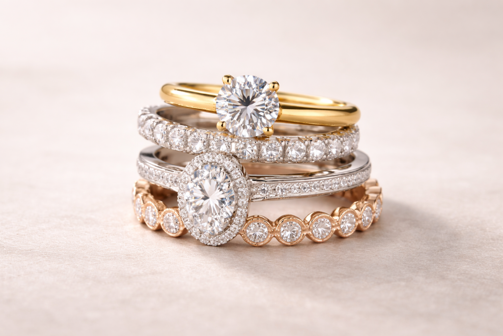 jewelry photography stack of rings