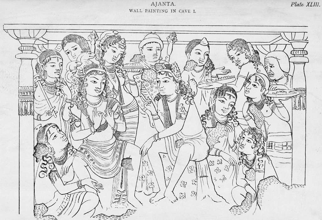 dance origins in ajanta cave sketch