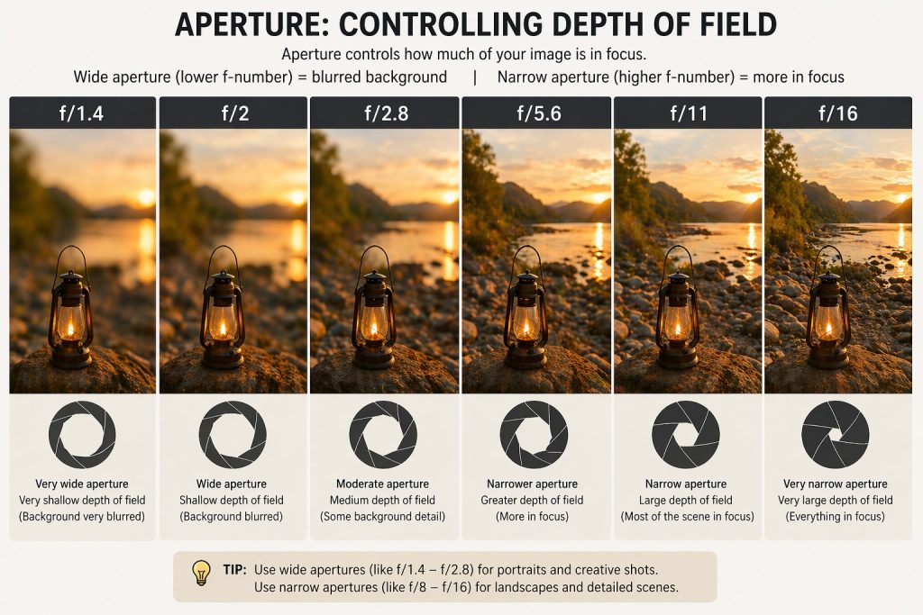 aperture settings and its outcome
