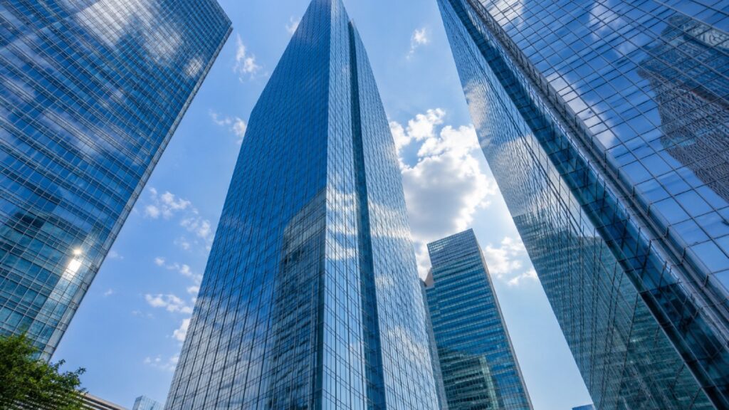 glass skyscrapers in unban photography