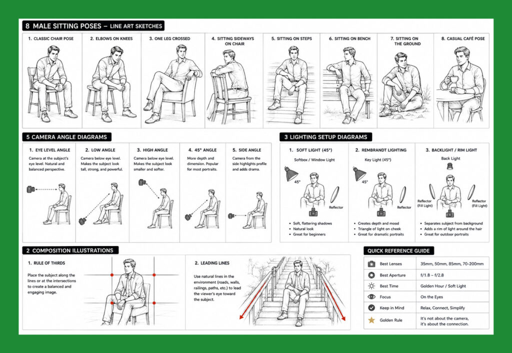 male portrait poses sitting guide