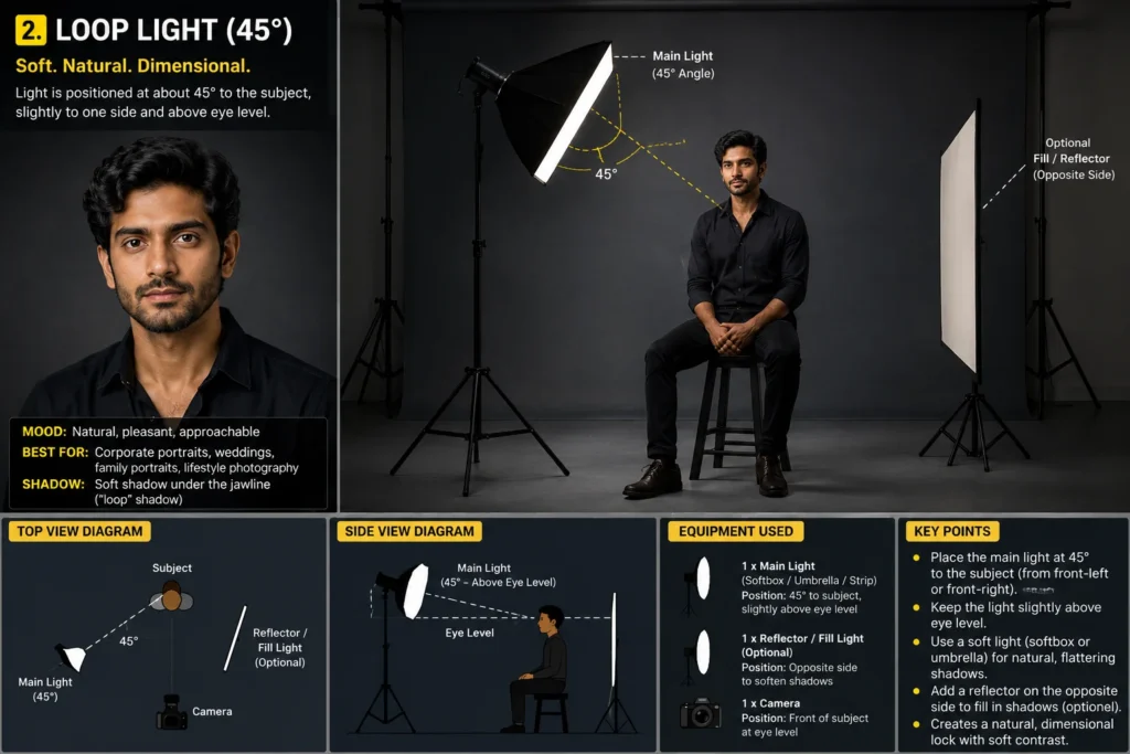 portrait lighting setups 2 loop light