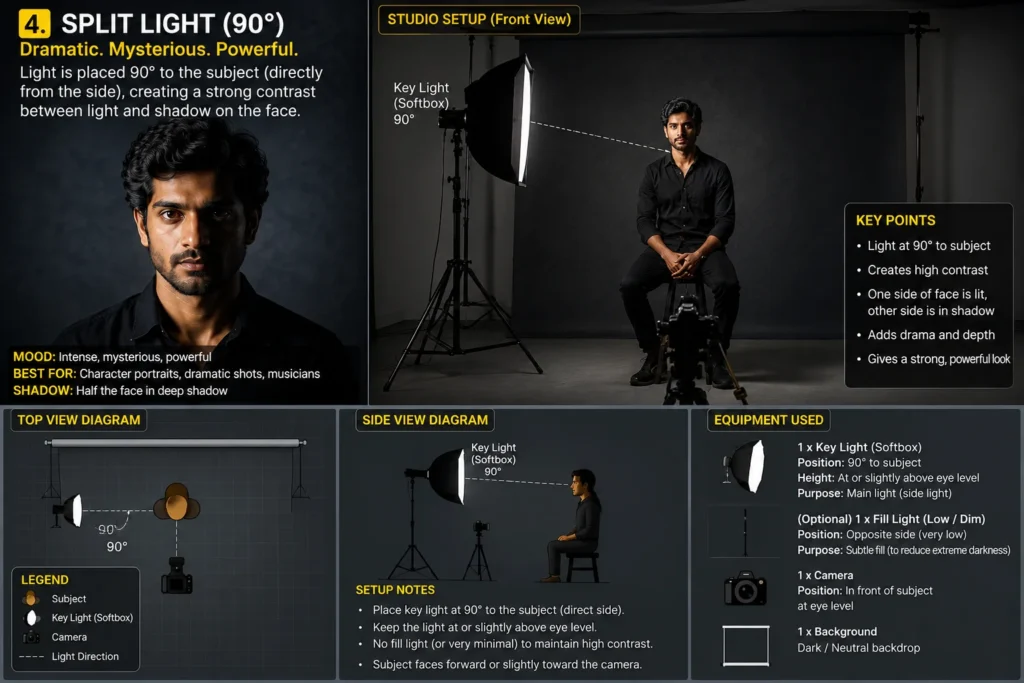 portrait lighting setups split light