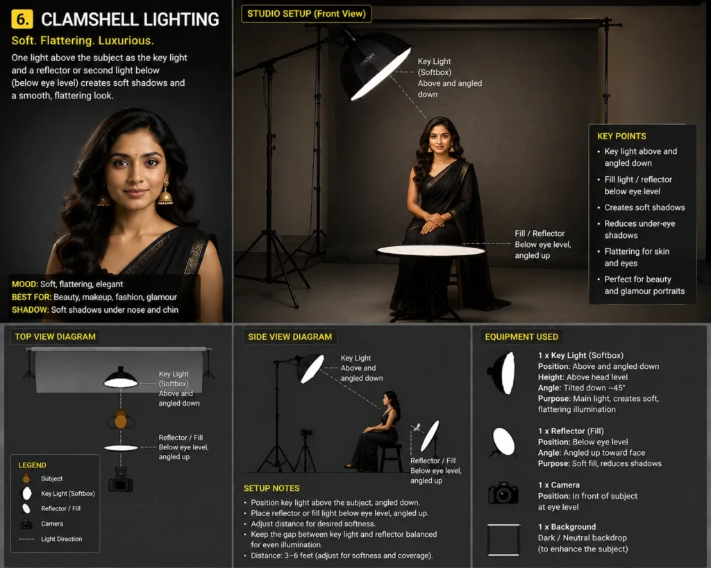 portrait lighting setups  clamshell light