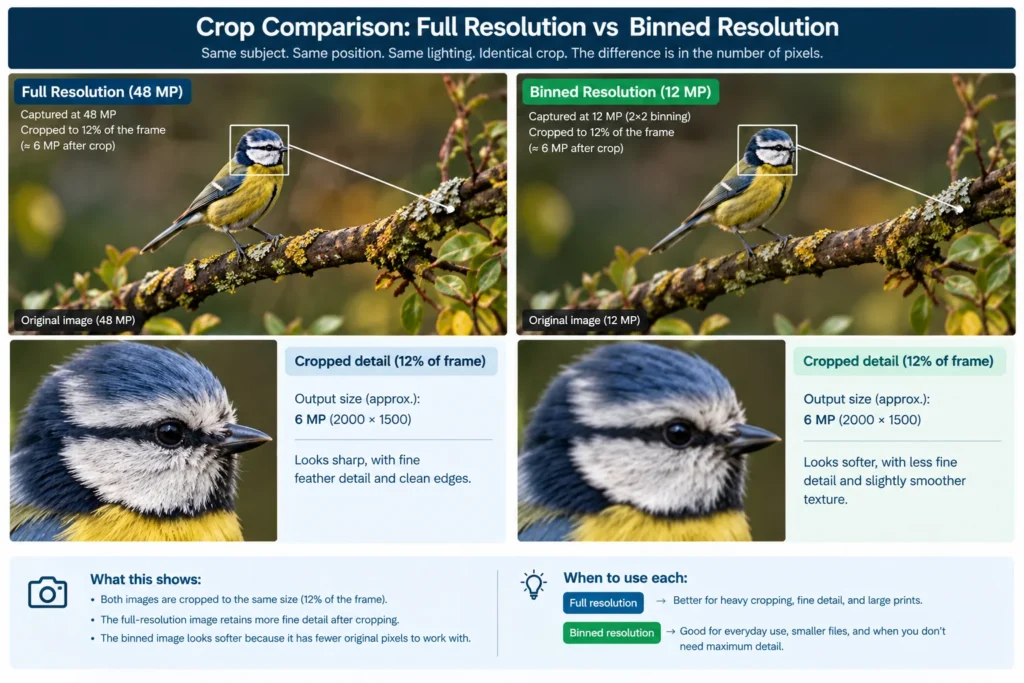crop comparison binning resolution