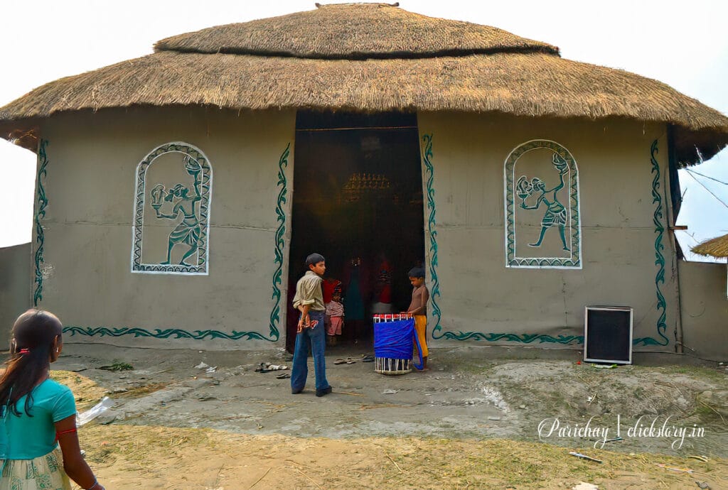 Durga puja pandal in context with visual literacy photography