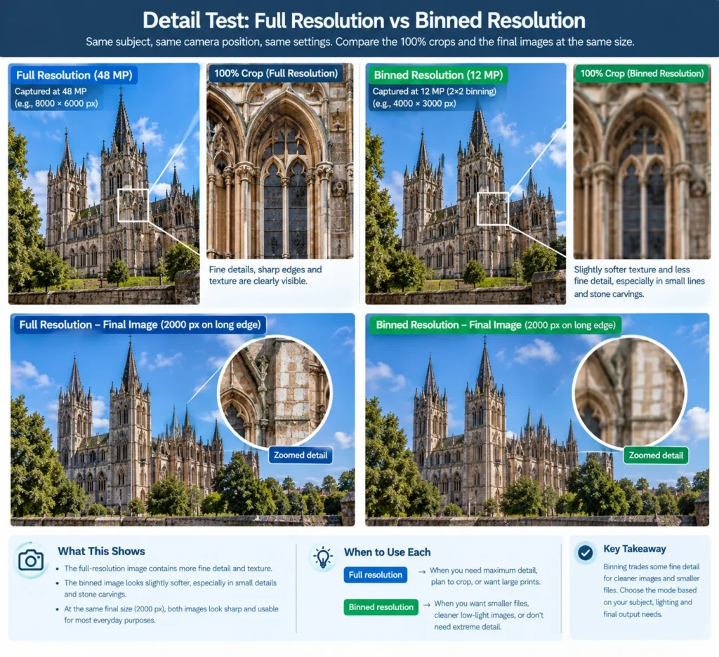 full resolution vs binned resolution