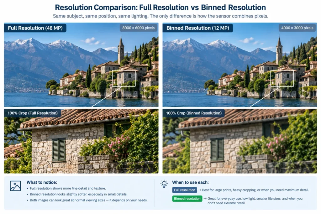 full resolution vs binned resolution