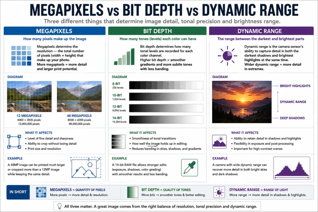 megapixel vs bit depth vs dynamic range
