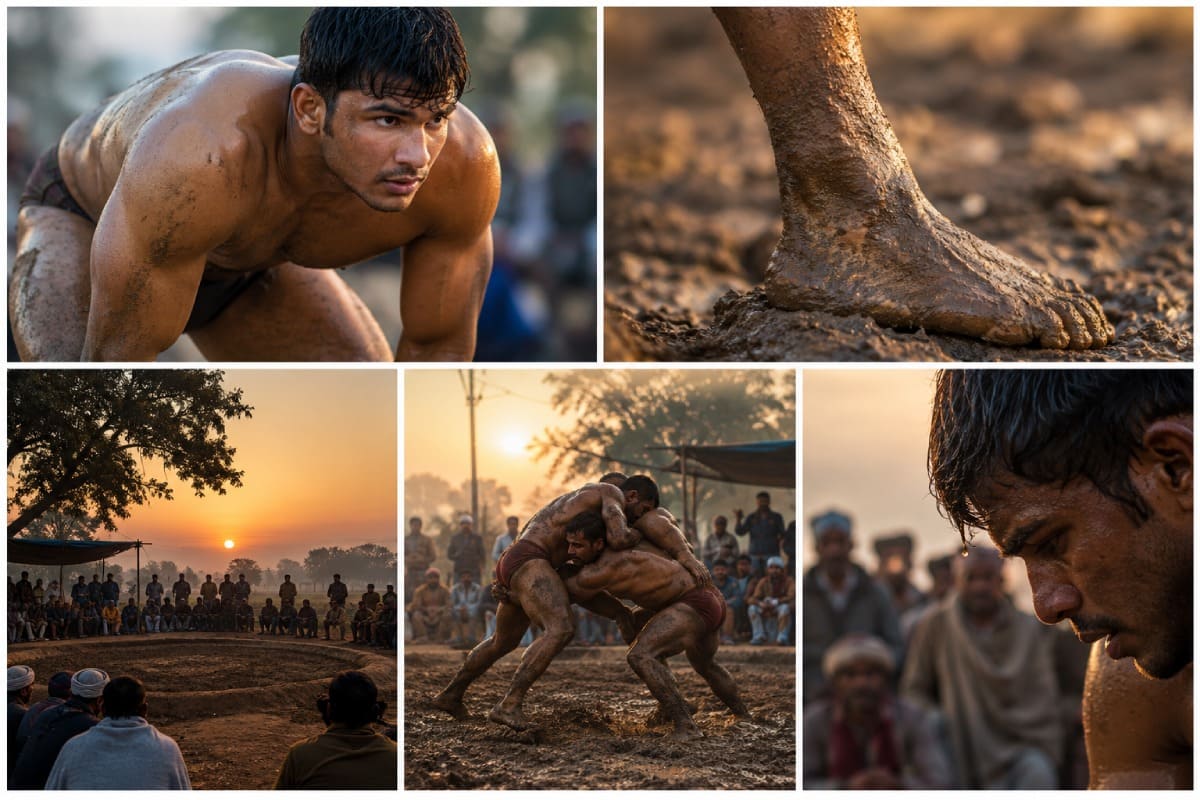 wrestling images with and without story in context with photo story grammar