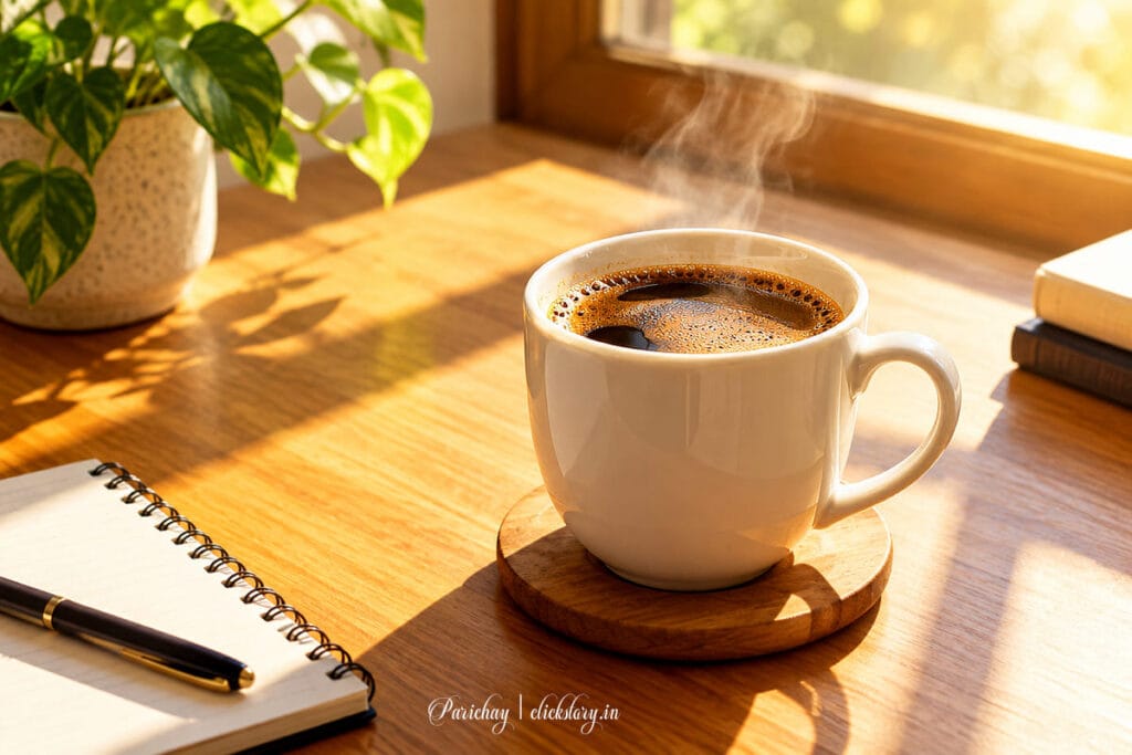 tea with smoke in sunny day part of essential elements of visual storytelling