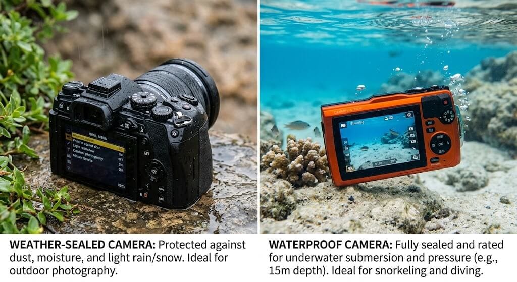 weather sealed vs waterproof camera