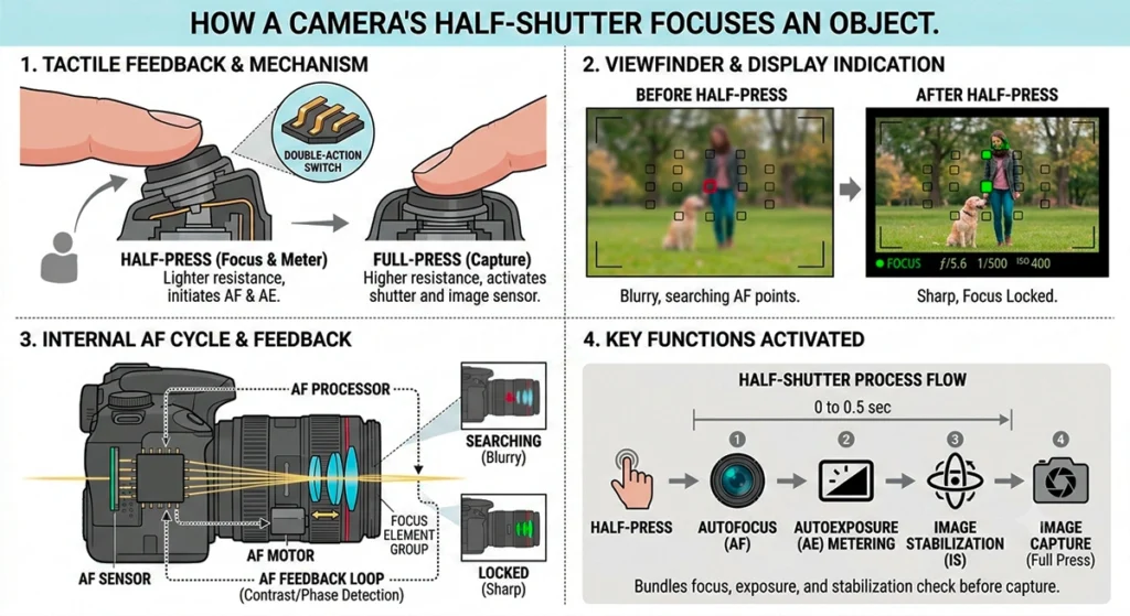 half shutter button autofocus