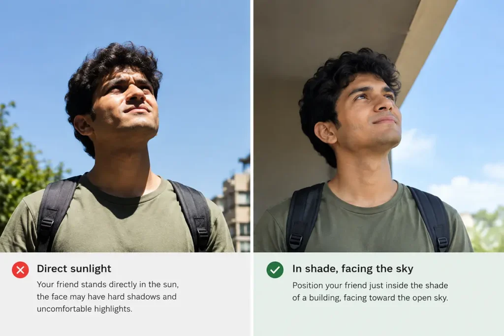 how to photograph people in harsh midday sun